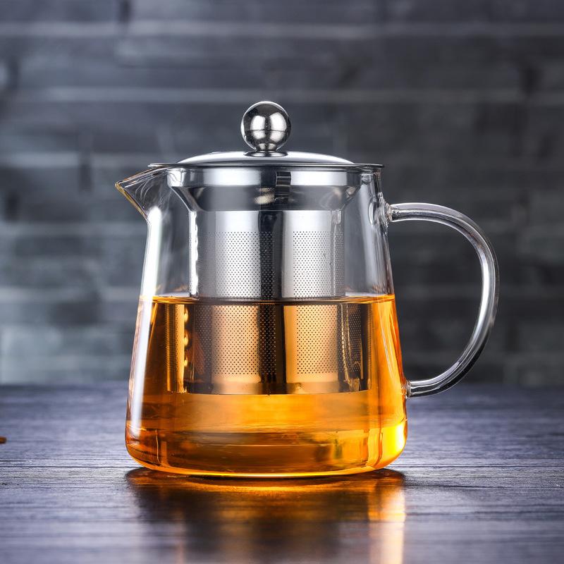 factory direct sales heat-resistant explosion-proof glass teapot stainless steel filter screen scented teapot health pot thickened kettle details Picture