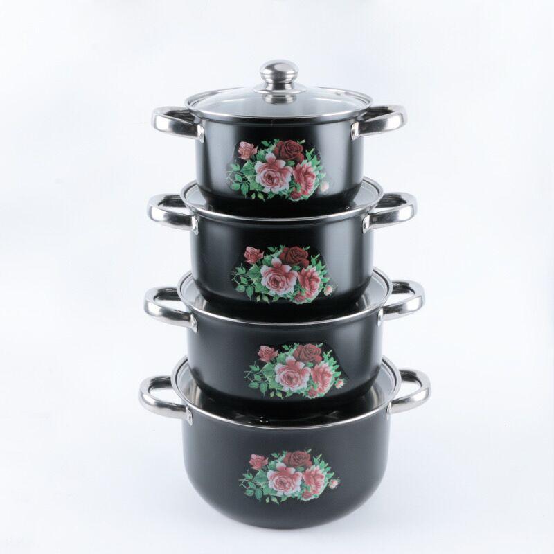 factory wholesale cross-border hot foreign trade amazon 4pcs wood grain handle gift pot set southeast asia africa south details Picture