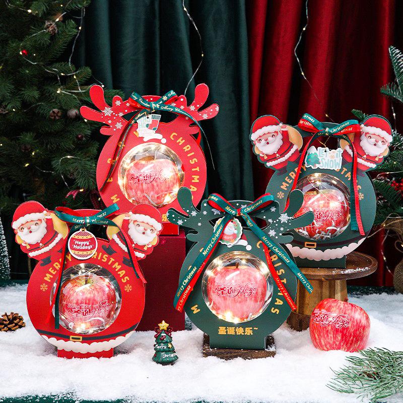 christmas gift box christmas eve apple box christmas eve fruit packing box hand gift portable apple box christmas apple box details Picture