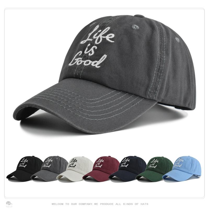 new hat washed cotton letter embroidery stick female ball cap korean fashion retro outdoor sports sun-proof peaked cap