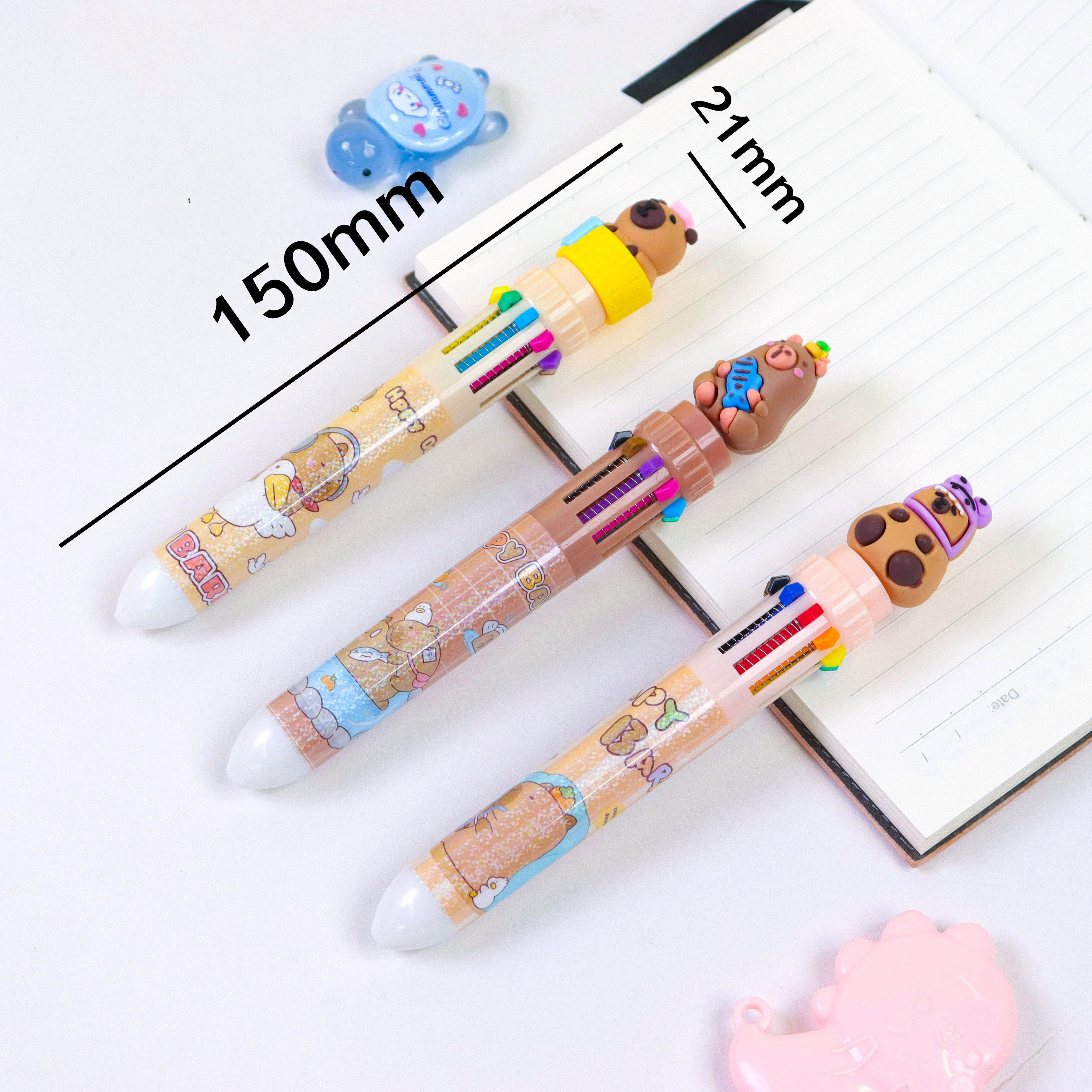 Kabipala laser film ten-color planner pen, creative stationery, ten-color Ballpoint pen, cartoon student, multi-color press Ballpoint pen wholesale, cross-border new products, direct supply from the manufacturer details Picture