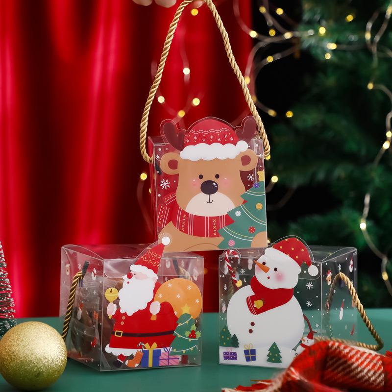 christmas transparent hand apple box christmas eve fruit packaging box cute cartoon candy box biscuit snack packaging box Item Picture
