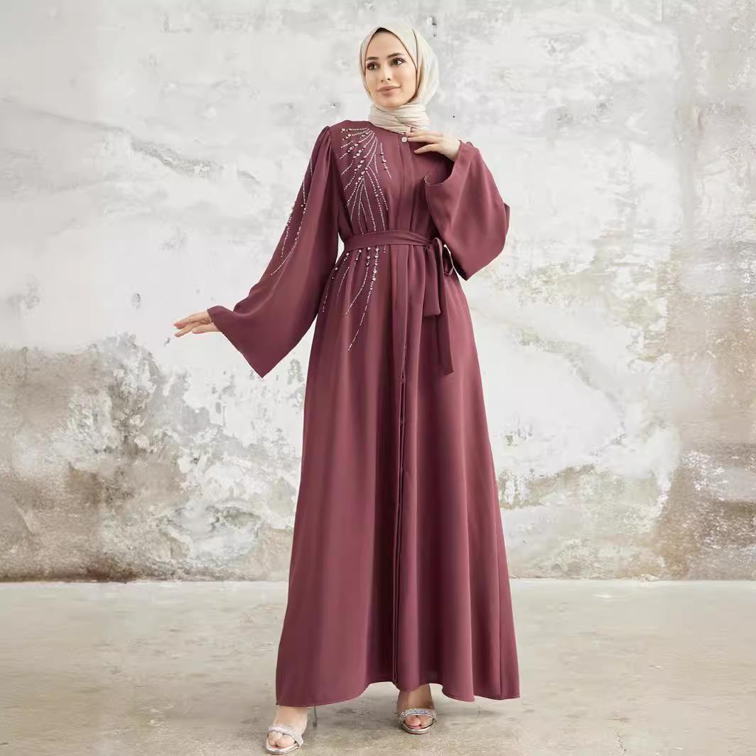 2210# djellaba women's muslim dress turkey dubai heavy industry beads rhinestone dress abaya Application Scenario