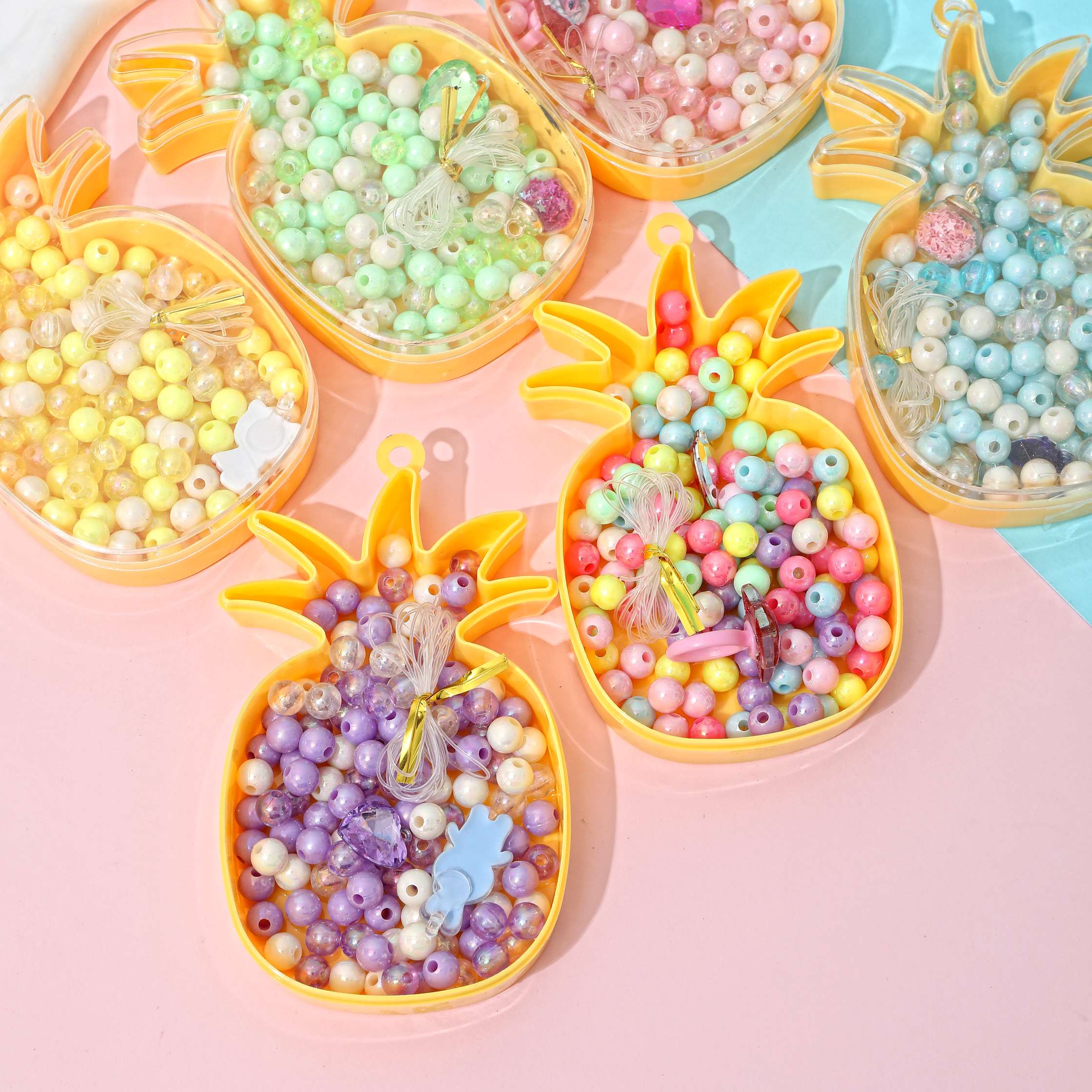 菠萝串珠DIY儿童手工材料包益智玩具饰品DIY配件