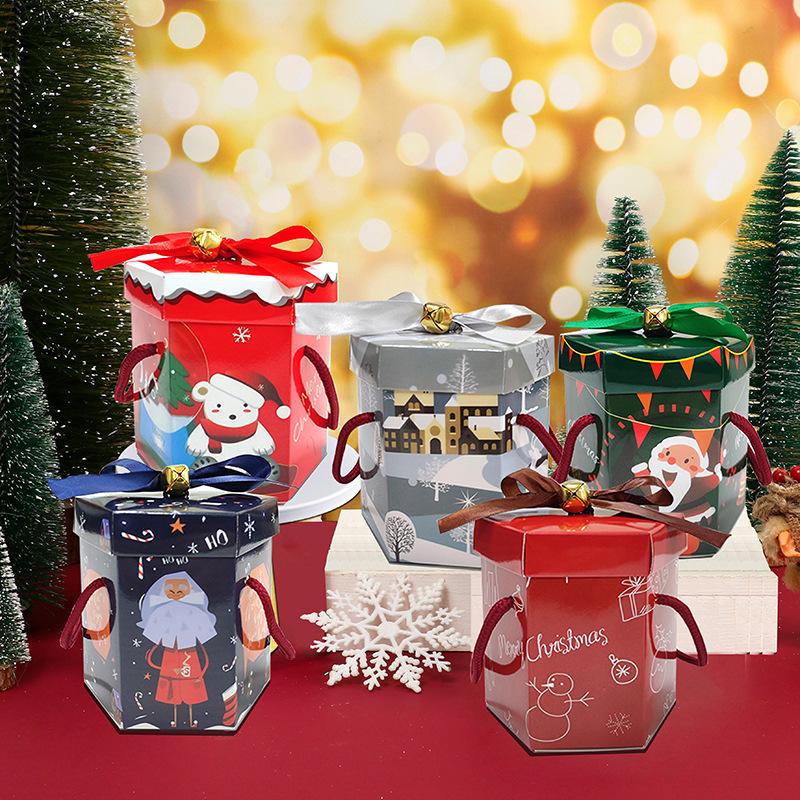 new christmas apple box hexagonal christmas eve apple box portable christmas eve fruit apple box christmas box details Picture