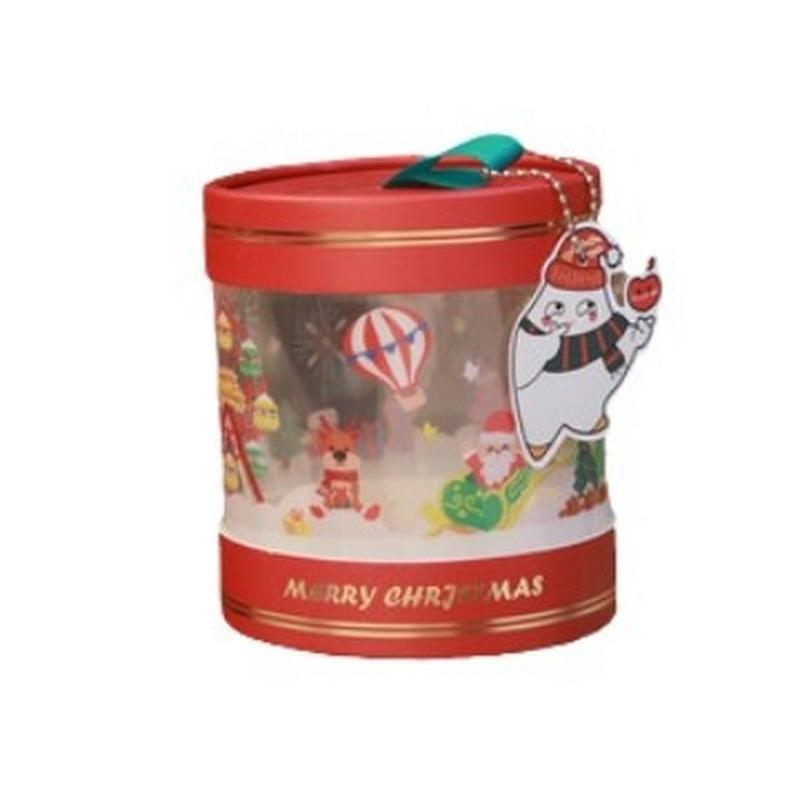 christmas apple box transparent round fiber drum pvc christmas eve christmas eve fruit packing box candy small round barrel apple box Item Picture