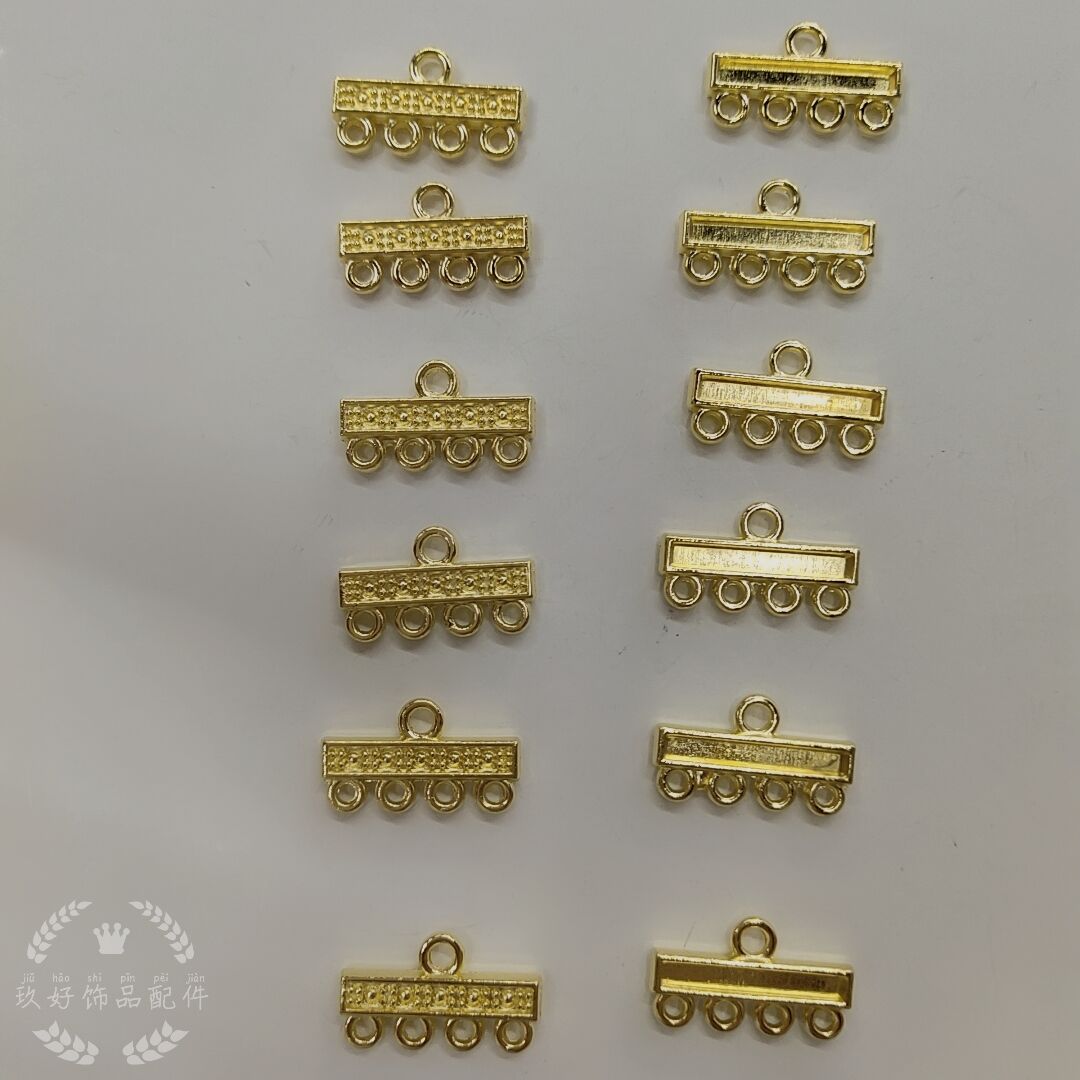 复古合金排扣 连接头 DIY藏银饰品配件 手链项链四孔连接片
