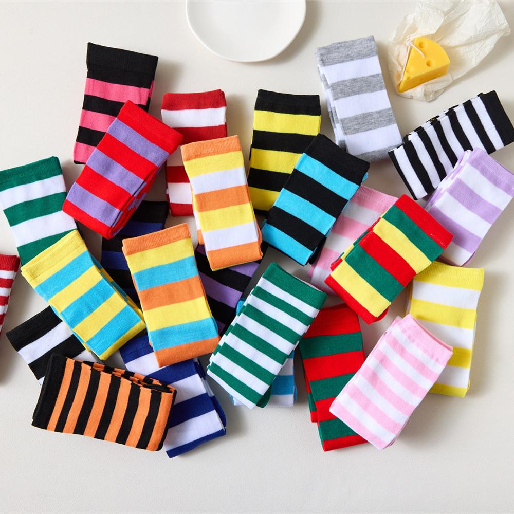 Stockings Women's Knee Socks Japanese Black and White, Colored Striped Knee Socks Thigh Socks Cosplay Anime Female Application Scenario