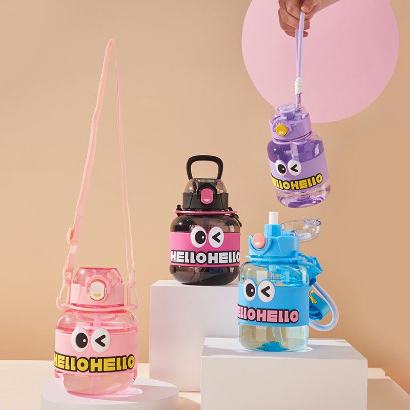 net red high color value pier pier cup dopamine cute water glass cartoon big eyes children big belly cup portable straw cup