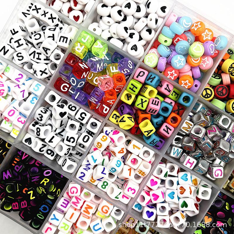 6mm acrylic scattered beads colorful english drip letter beads diy ornament accessories children's early education beads