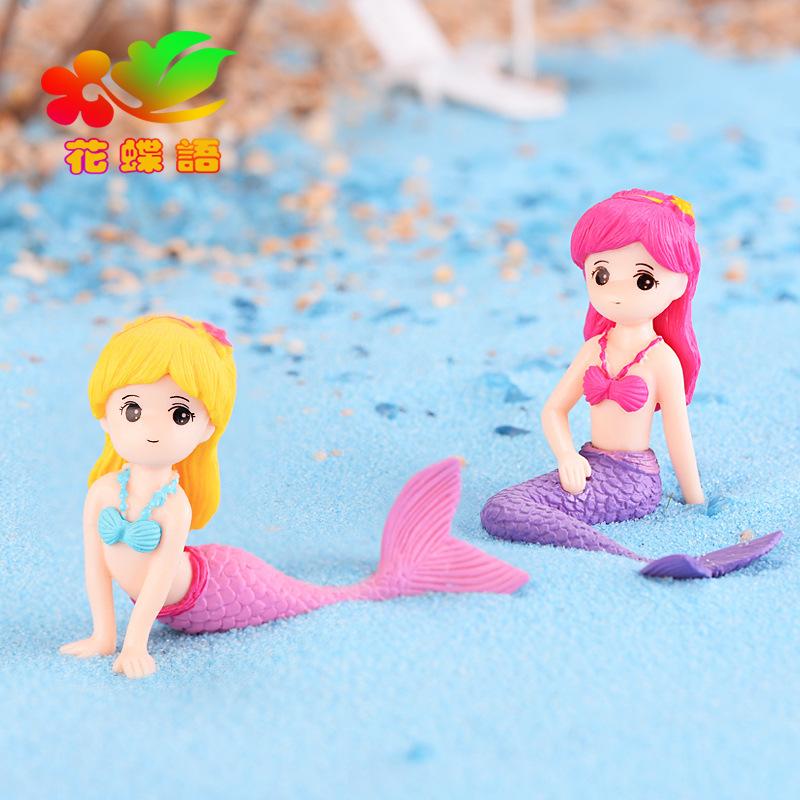 Mermaid DIY Micro ndscape Aquarium Decoration Waterscape Creative Beauty Cake Keychain Pstic Decoration Crafts
