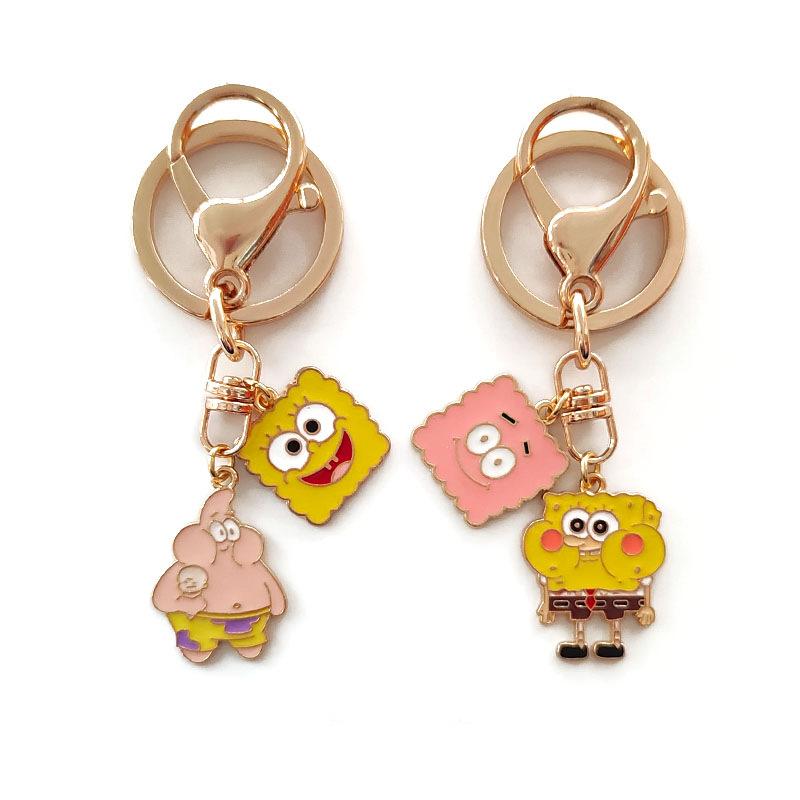 Creative Cute Cartoon Anime SpongeBob Pie Star Car Key Ring Airpods2 Bag Pedants Hangings