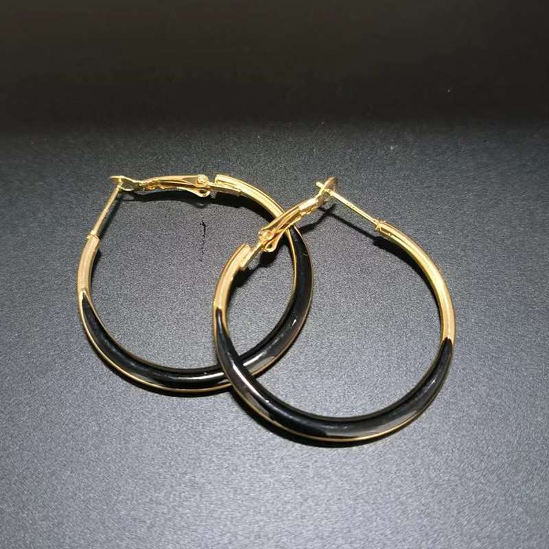 Moda simple gota de aceite círculo earloop 925 aguja de plata gran orejón personalidad versátil viaje largo earloop temperamento alto sentido aretes geométricos mujeres Specification image