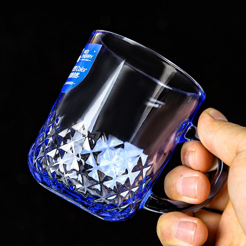 Wholesale Music Flower Color Handle Cup Glacier Cup Household Cup Color Rock Cup Glacier Pattern Color Gradient Glass details Picture