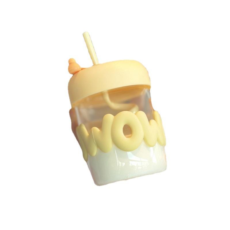 internet celebrity glass girls' cup ins good-looking double drink straw cup borosilicate heat-resistant creative non-slip Item Picture