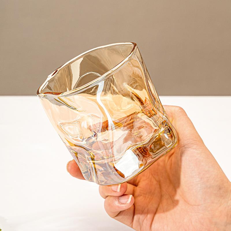ins internet celebrity glass whiskey shot glass glass water cup origami twizz mug juice milk potable spirit