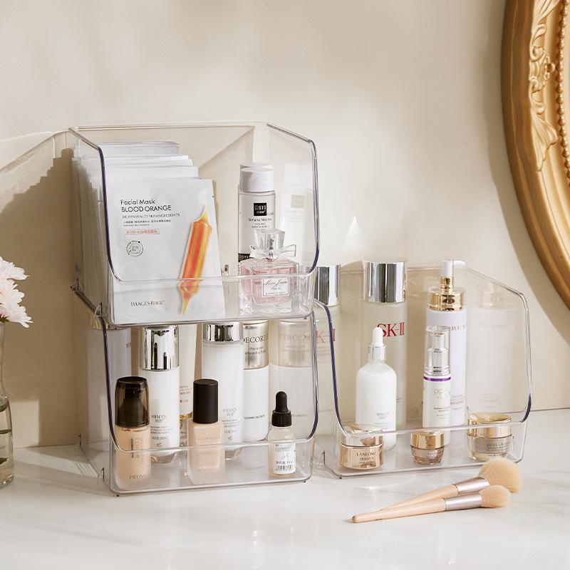 ins desktop transparent storage box stackable storage box acrylic skin care mask box dormitory storage rack