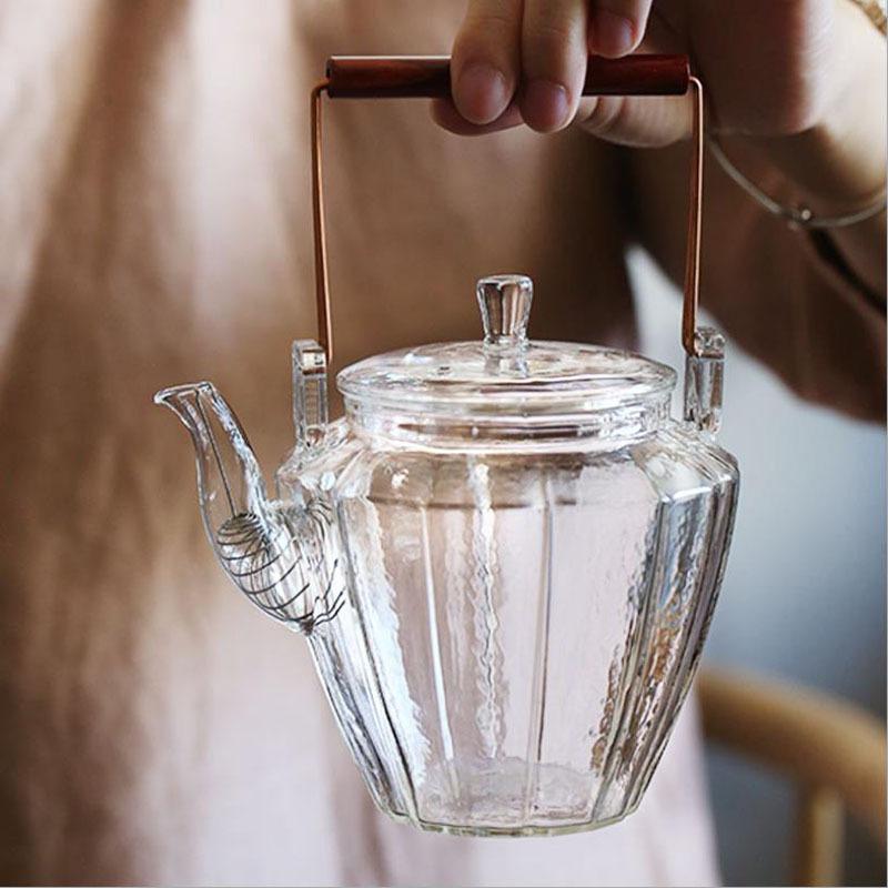 Borosilicate Transparent Glass Scented Teapot Loop-Handled Teapot Teapot for Household Hospitality Teapot Tea Brewing Pot