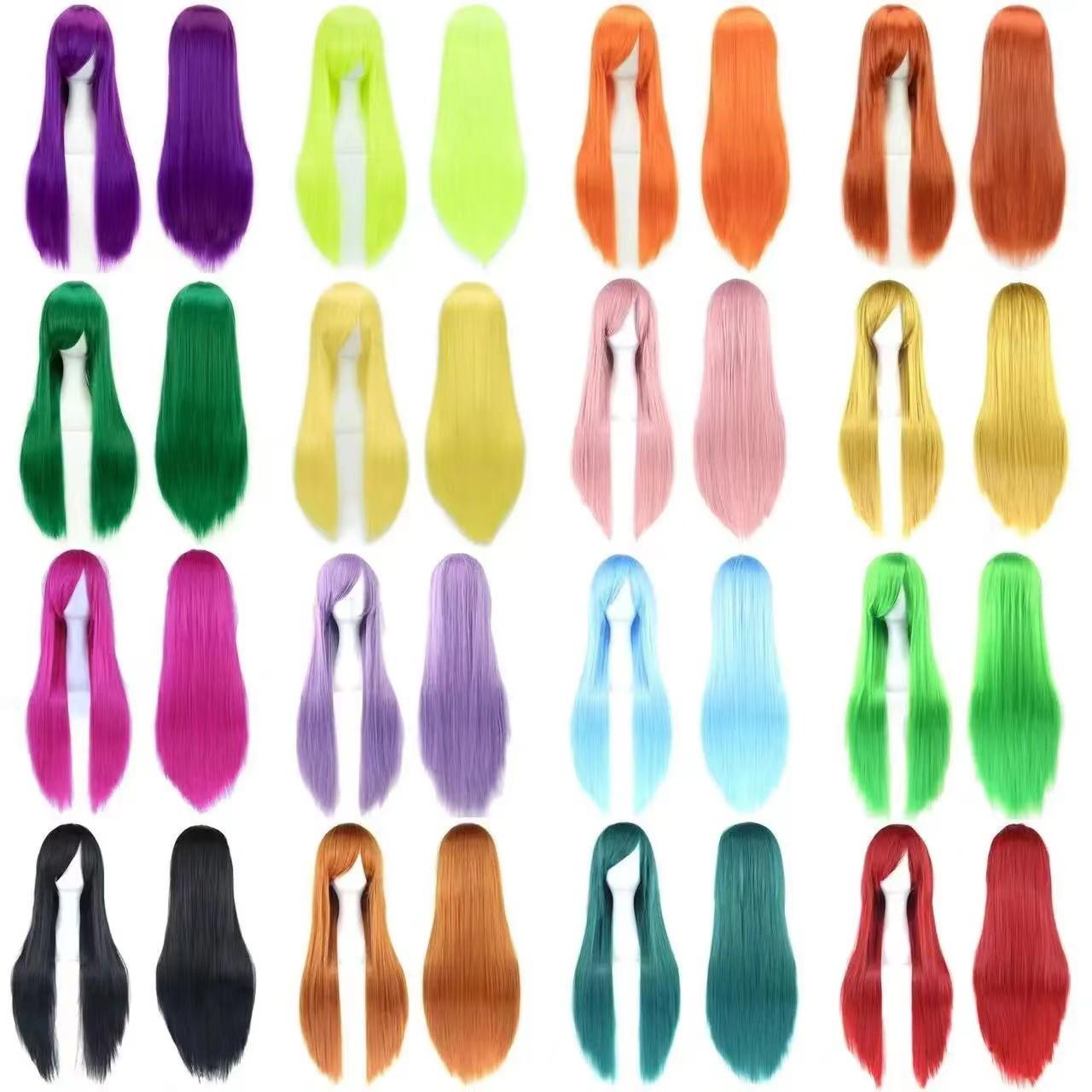 mao niang shape homemade cos universal color wig 80cm straight long hair head cover high-temperature fiber cosplay anime full figure