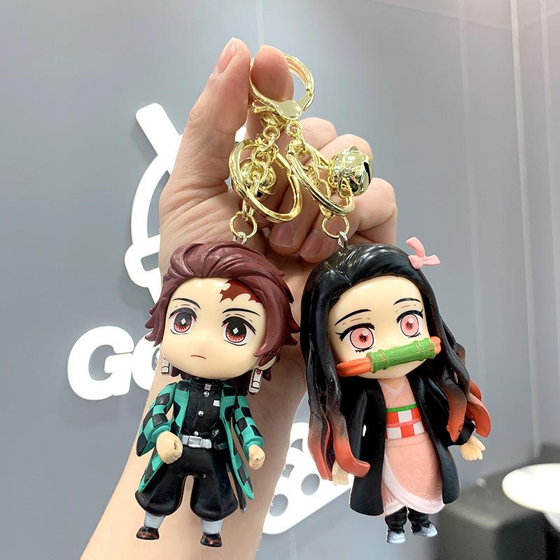 kimetsu no yaiba hand-made doll key chain anime car key pendant doll cartoon schoolbag pendant keychain