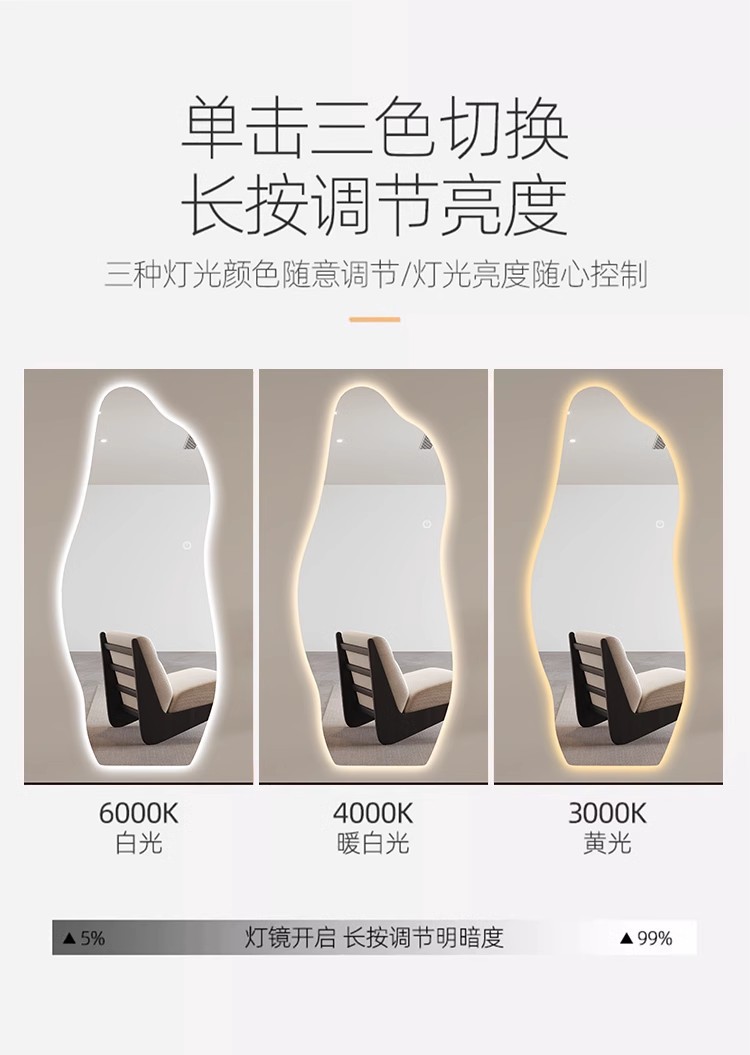 桌面化妆镜小镜子学生可爱款 落地穿衣镜实用大镜子高清落地镜全身镜便携式详情3