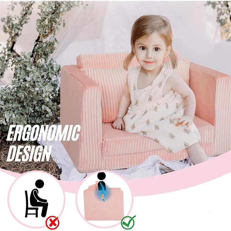 Children's Sofa Pink Teddy Plush Full Sponge Small Sofa Removable and Washable Girl Cute Princess Baby Small Chair