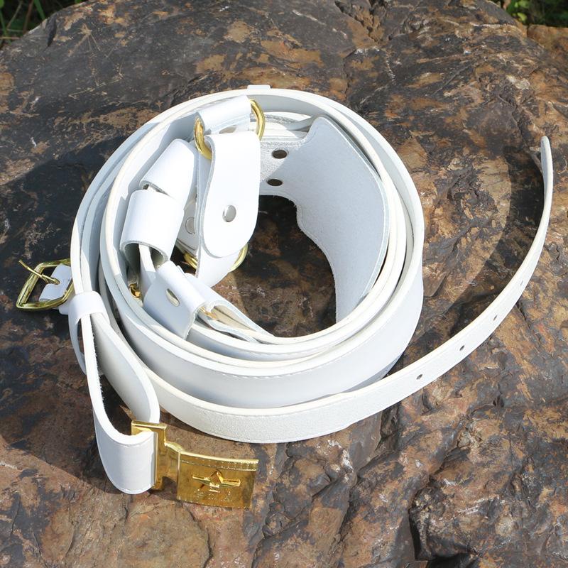 white etiquette belt duty patrol imitation leather artificial leather metal toe cap training station belt factory wholesale details Picture