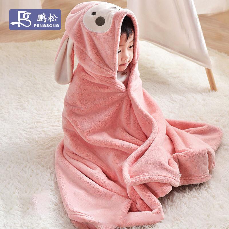 bath towel for children coral fleece baby quick-drying hooded cloak bathrobe beach cartoon hooded bath towel for children