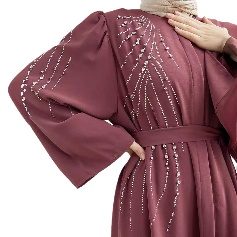 2210# djellaba women's muslim dress turkey dubai heavy industry beads rhinestone dress abaya Item Picture