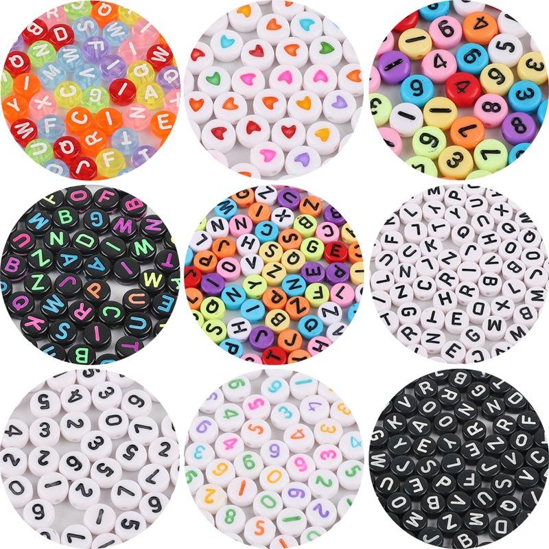 4 * 7mm acrylic scattered beads english letters flat beads diy children's early education bead string jewelry accessories bracelet weaving full figure
