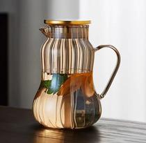 amber striped glass teapot high temperature resistant glass kettle large capacity cold kettle with filter teapot