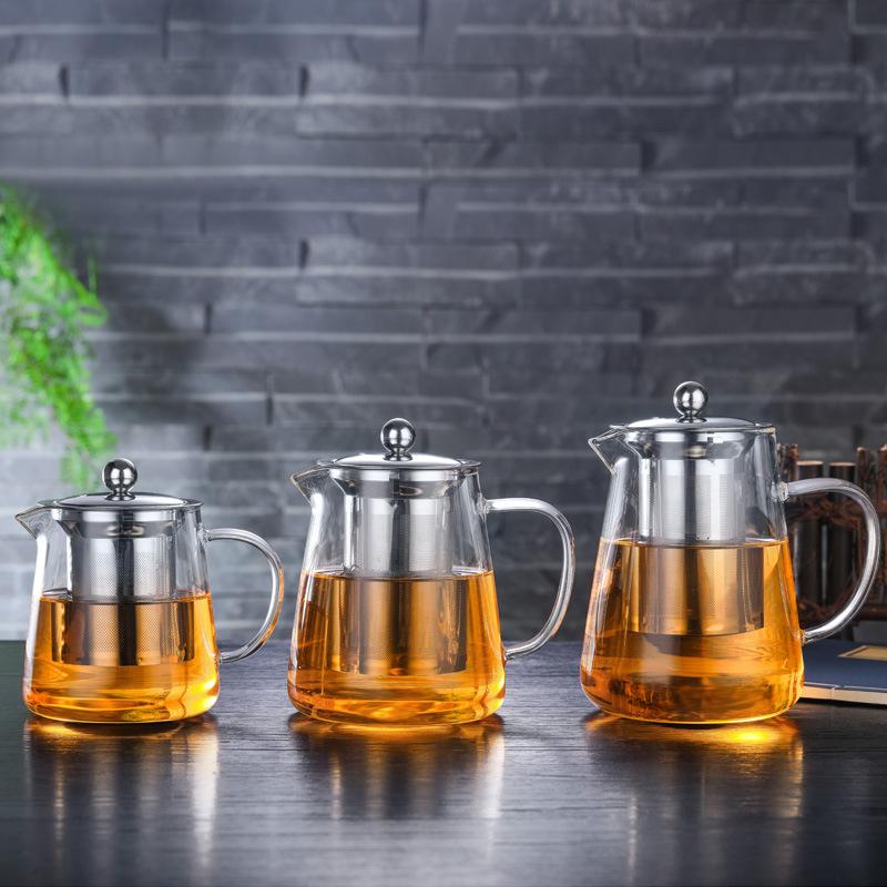 factory direct sales heat-resistant explosion-proof glass teapot stainless steel filter screen scented teapot health pot thickened kettle full figure
