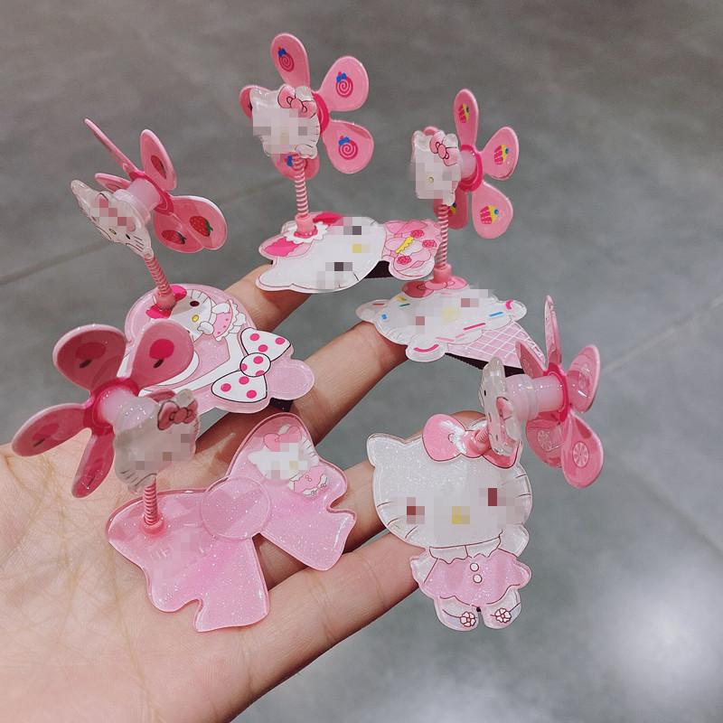 pink cute  windmill press clip swing side clip korean children hair accessories barrettes acrylic bang clip rotating full figure