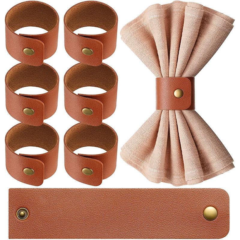 artificial leather napkin ring fashion simple hotel table decoration personalized napkin ring napkin buckle