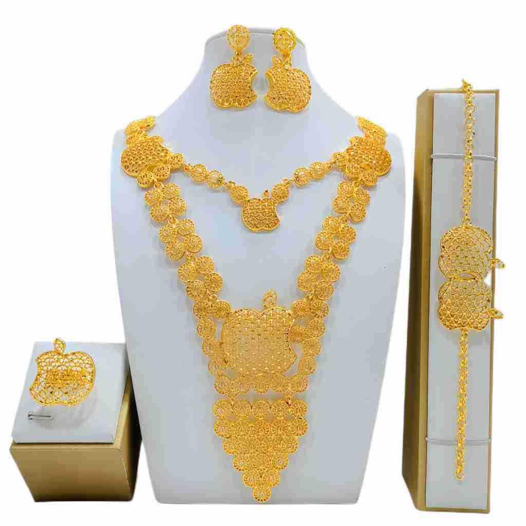 imitation copper jewelry suit bridal gift india dubai vietnam lady wedding decoration africa middle east in stock wholesale Specification drawing
