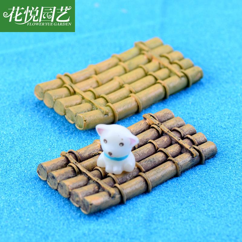 Micro ndscape Decoration Simution Mini Resin Decorations Bamboo Pte Bamboo Raft Boat Aquarium Succulent Ornament