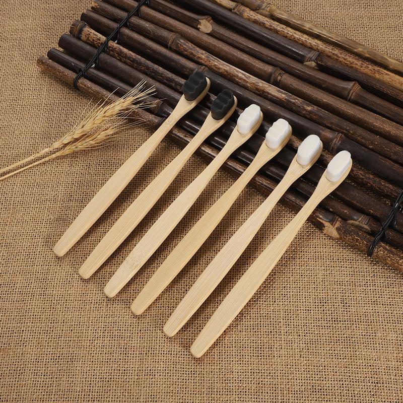 Manufacturers Supply Wangen Mao Bamboo Toothbrush Simple Soft round Tail Flat Bamboo Toothbrush Comfortable Bamboo Adult Toothbrush