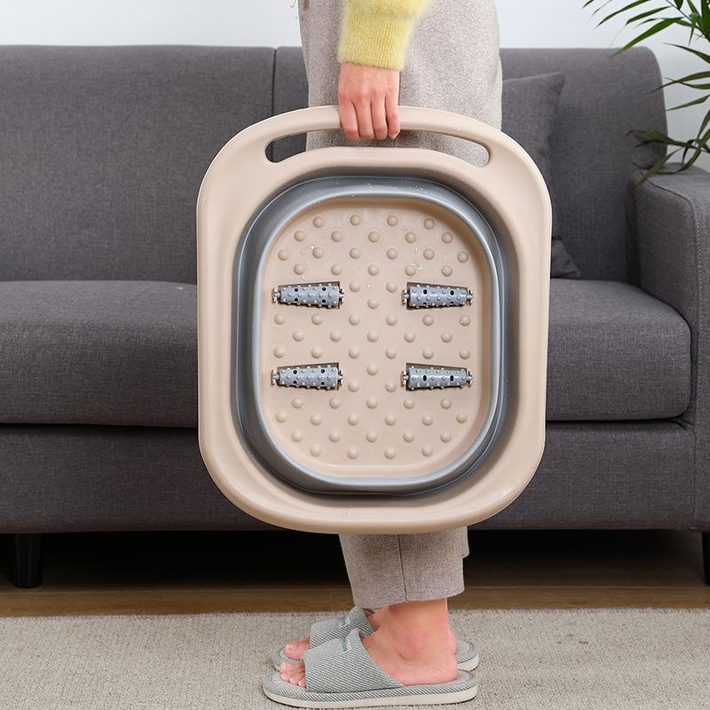 Folding Foot Barrel Foot Bath Barrel Household Plastic Massage Comfortable Foot Bath Portable Folding Footbath Foot Barrel