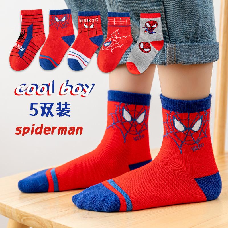 22 autumn and winter new baby socks super hero spider-man cartoon anime series cotton male and female middle tube socks