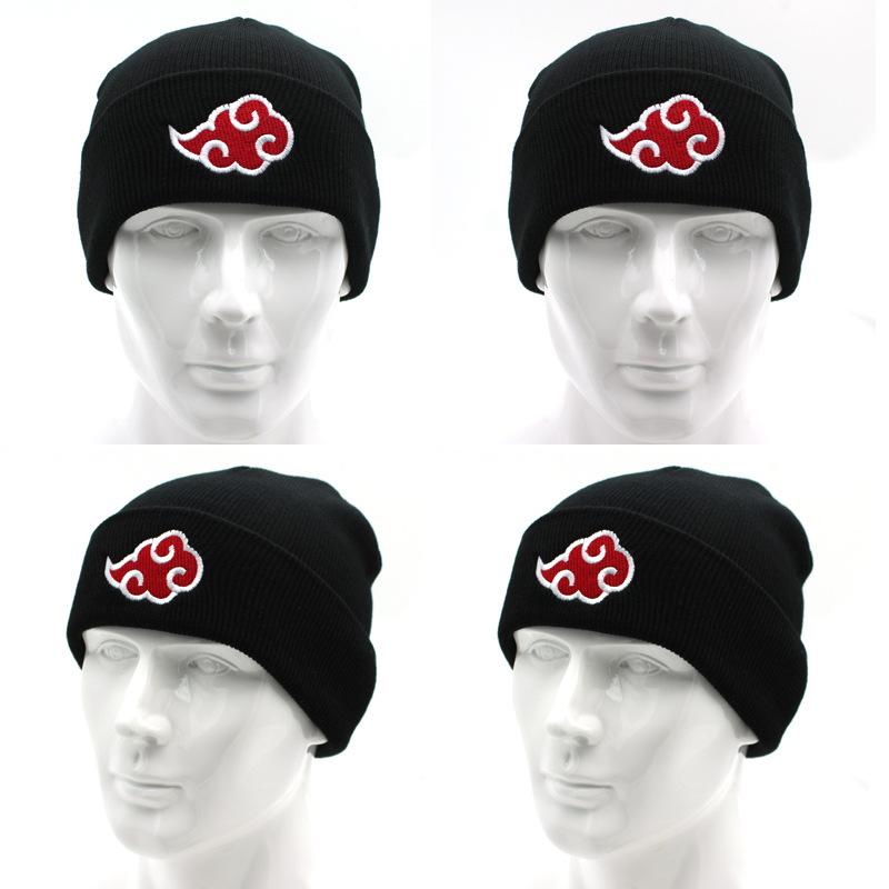 Aliexpress Hot Sale Hat Anime Naruto Red Cloud Figure Embroidery Warm Wool Hat Autumn and Winter Knitted Hat