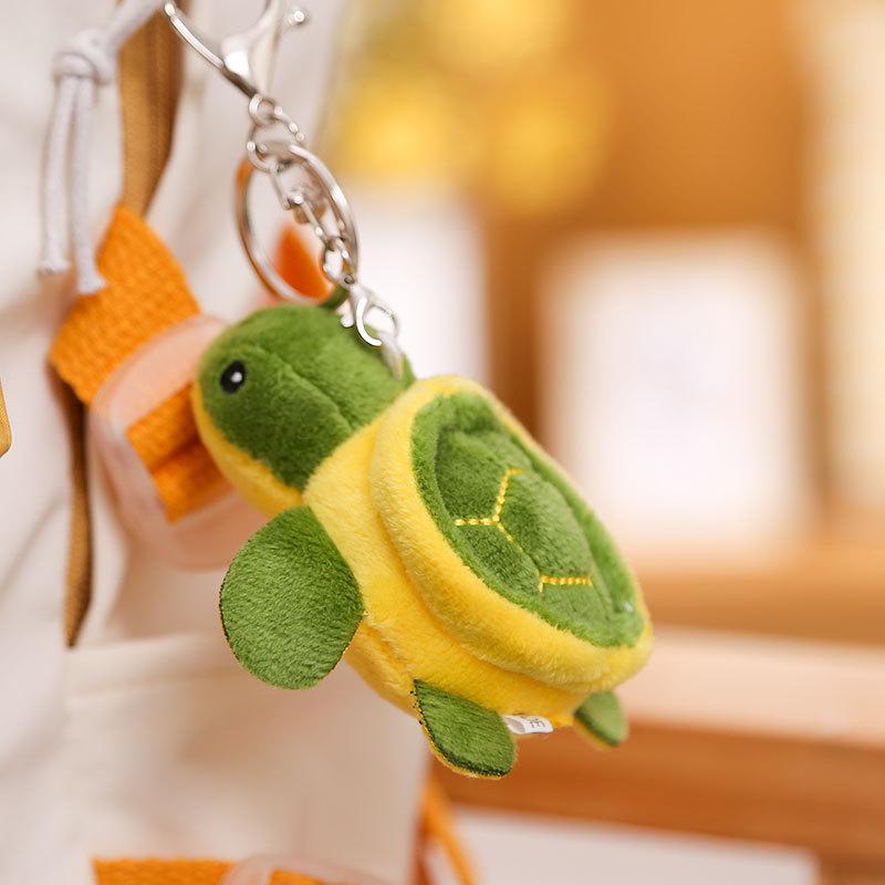 online celebrities' cute cartoon green small sea turtle plush key chain pendant aquarium memorial doll small size turtle