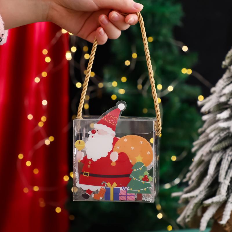 christmas transparent hand apple box christmas eve fruit packaging box cute cartoon candy box biscuit snack packaging box Specification drawing