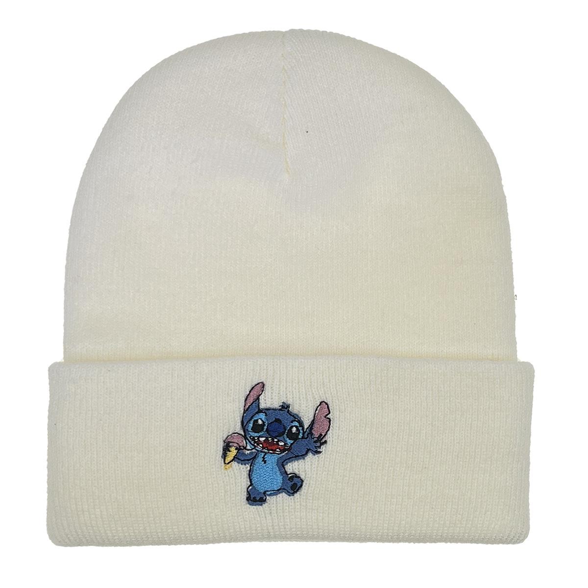 Men's and Women's Student Anime Cartoon Stitch Embroidered Knitted Hat Outdoor Pullover Warm Hat Hip Hop Woolen Cap Specification drawing