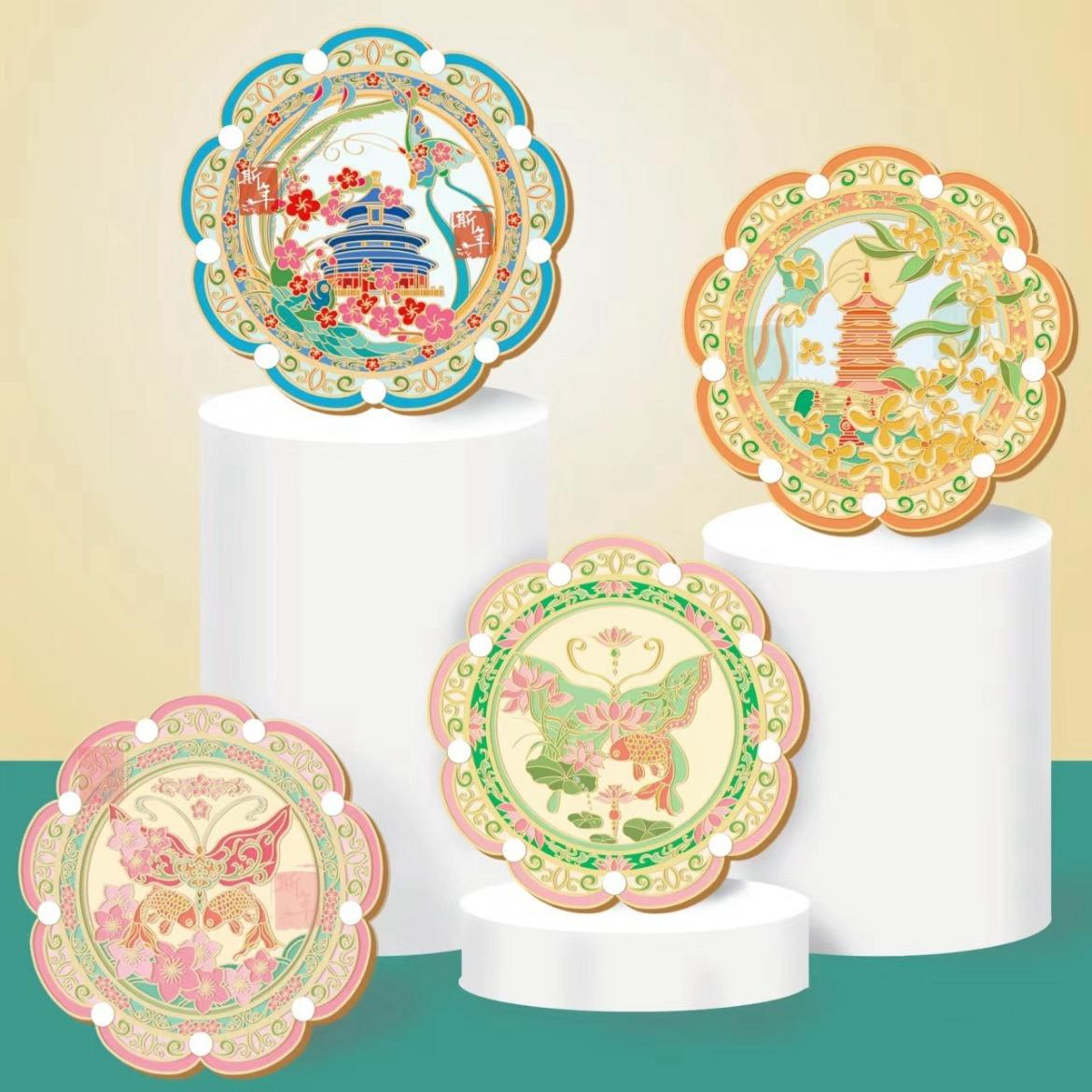 original metal relief craft ancient style portable mirror spring, summer, autumn and winter the four great beauties chinese portable hand-held cosmetic mirror