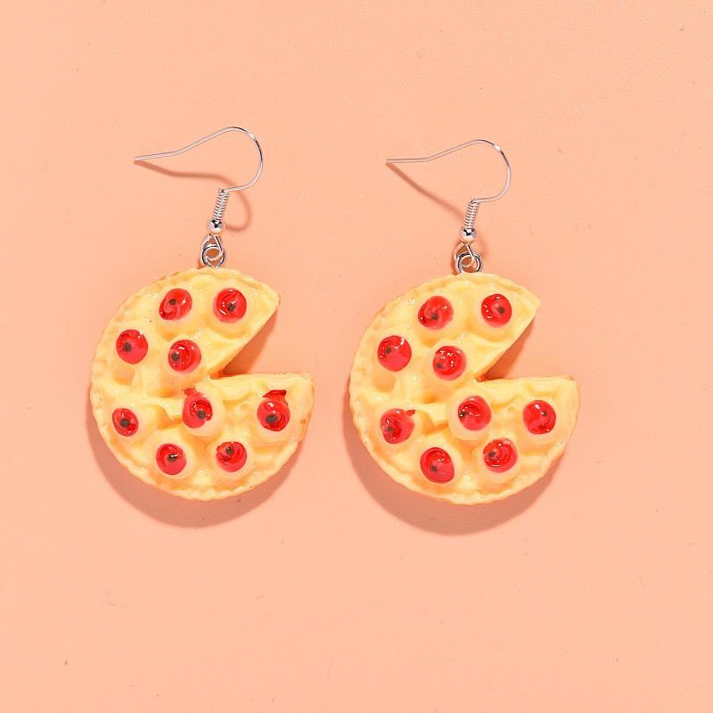 amazon hot sale earrings summer little fresh creative cute unique emulational fruit apple pizza resin earrings