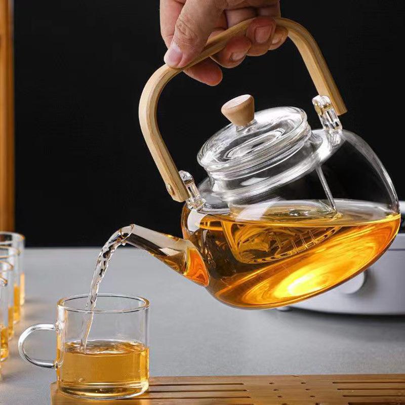 bamboo handle loop-handled teapot borosilicate glass teapot scented teapot teapot large capacity boiling kettle glass pot