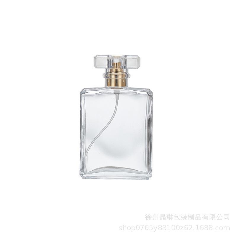 in stock wholesale 30 ml50ml100ml flat square perfume sub-bottles transparent glass press spray bottle fire extinguisher bottles Item Picture