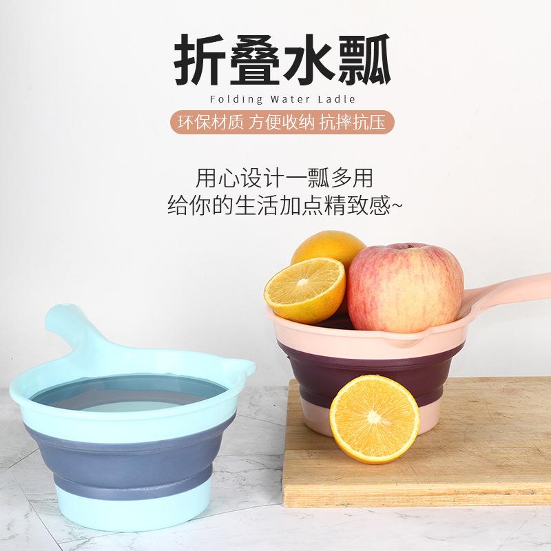 household long handle folding bailer kitchen portable plastic thickened bailer children baby bath spoon bath spoon