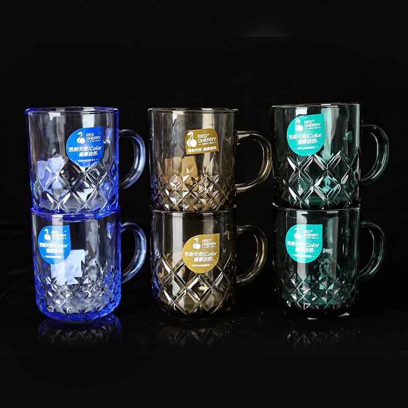 Wholesale Music Flower Color Handle Cup Glacier Cup Household Cup Color Rock Cup Glacier Pattern Color Gradient Glass Specification drawing