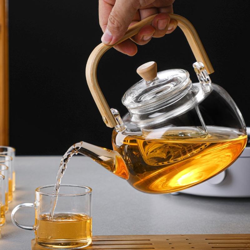 borosilicate transparent glass loop-handled teapot high temperature resistant kettle household teapot tea cooker electric ceramic stove tea brewing pot details Picture